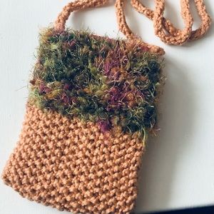 Handmade knit cross body bag, boutique gift